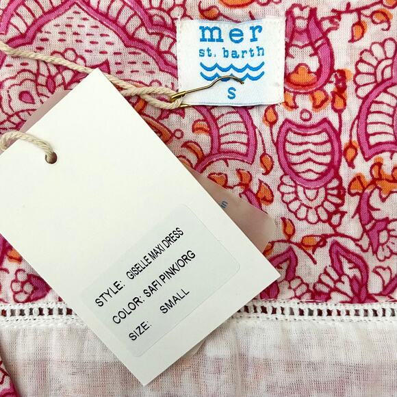 Mer St. Barth Giselle Safi Pink V-Neck Maxi Dress NWT - Picture 10 of 10